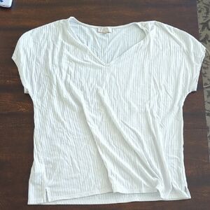 LOFT White Dolman Sleeve Ribbed T-Shirt